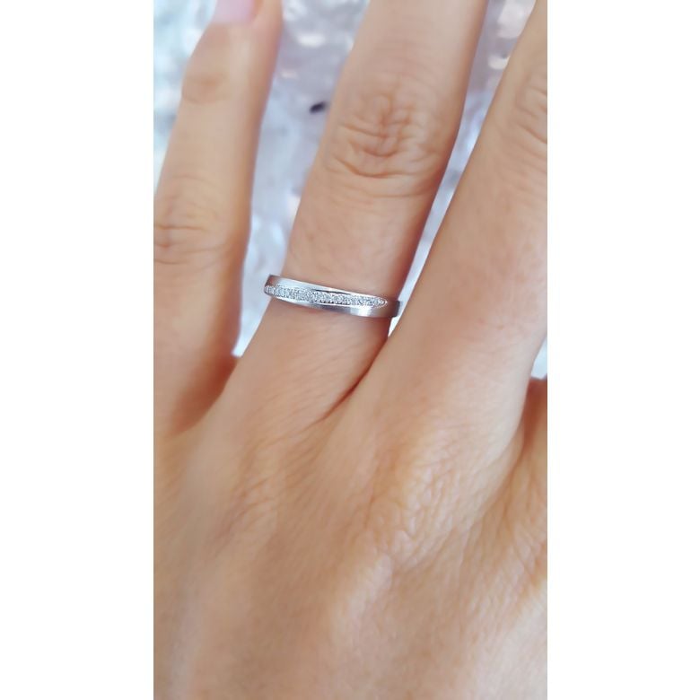 Alliance Femme platine, diamants. Ondulation - 3
