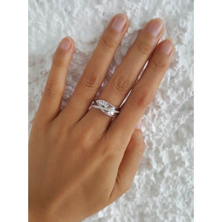 Fiançaille bague - Bague en or jaune 18cts - 35 Diamants de 0.33ct - 4