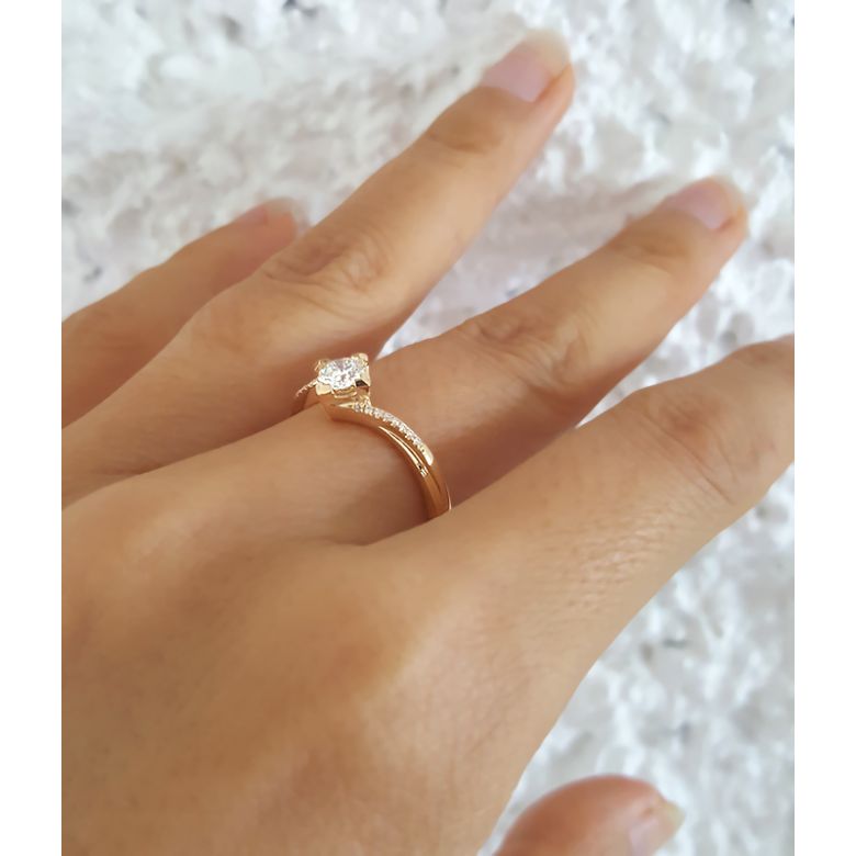 Bague Solitaire Bordure Diamantée Périclès - Or Jaune 18 carats | Gemperles - 8