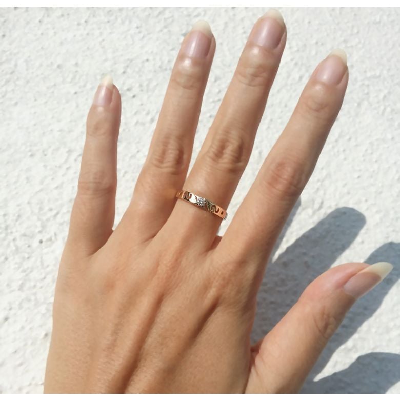 Mon alliance de mariage - Alliance originale or jaune, diamant - Femme - 4