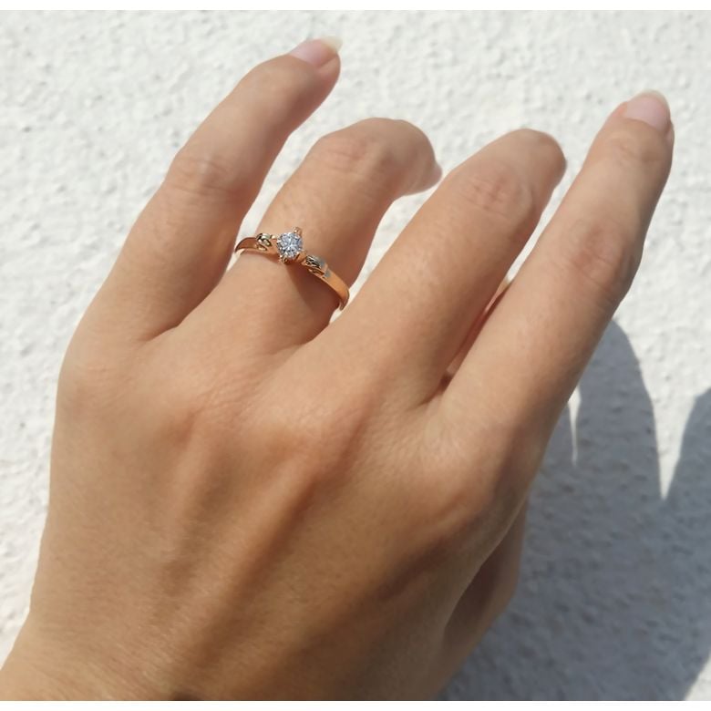 Solitaire or diamant - Bague fiancaille or jaune - Diamant griffes - 3