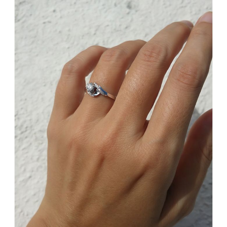 Bague Solitaire Enlacée - Bague Elliptique Platine & Diamants | Gemperles - 9