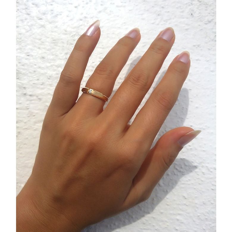 Achat alliances mariage - Alliances Solitaires Duo - Or jaune, diamants - 6