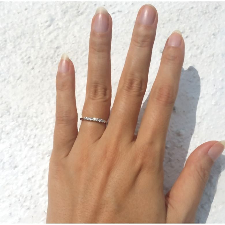 Bague fiançaille - Bague en or blanc 18 carats - Diamants 0.20ct - 4