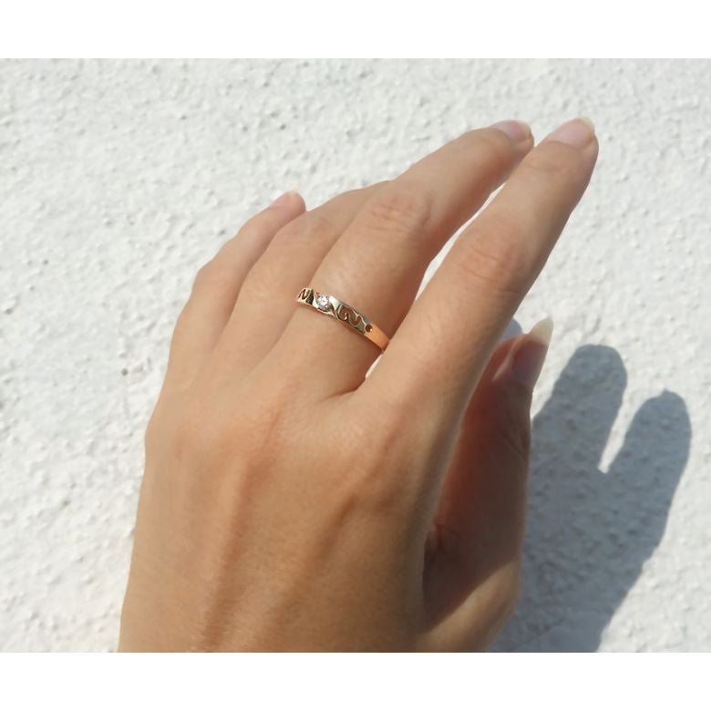 Mon alliance de mariage - Alliance originale or jaune, diamant - Femme - 6