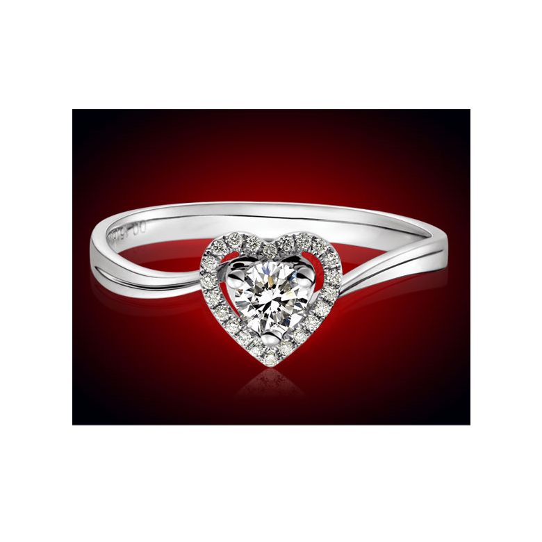 Bague Solitaire Mon Coeur en or blanc & Diamants | Gemperles - 3