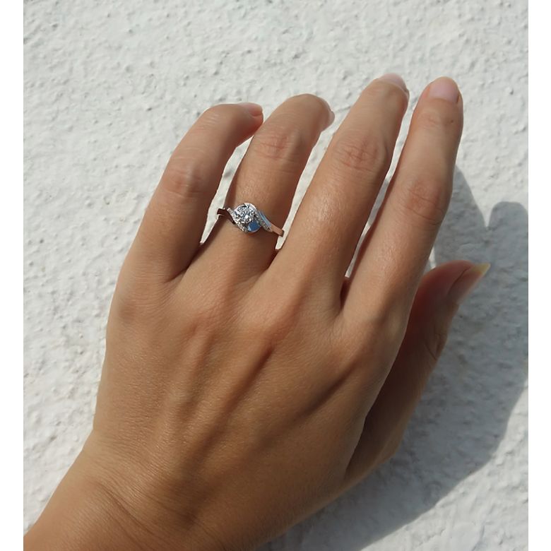 Bague Solitaire Enlacée - Bague Elliptique Or Blanc & Diamants | Gemperles - 9