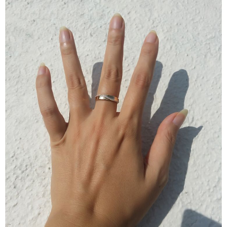Bague alliance de prestige. Symbole d'union. Or jaune, diamants - 2