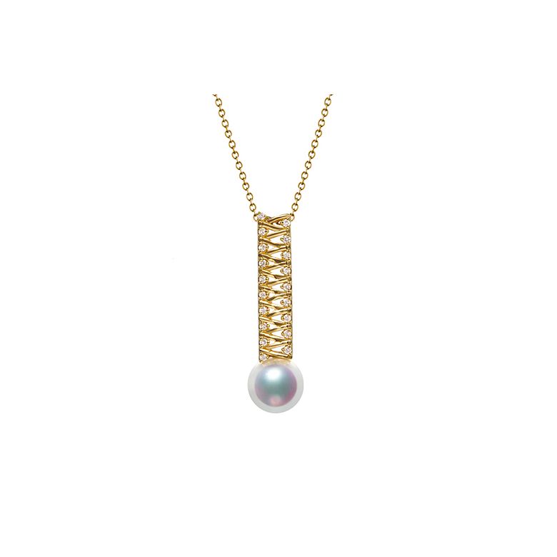 Pendentif perle du Japon. Or jaune, diamant - Hatsune Miku - 1