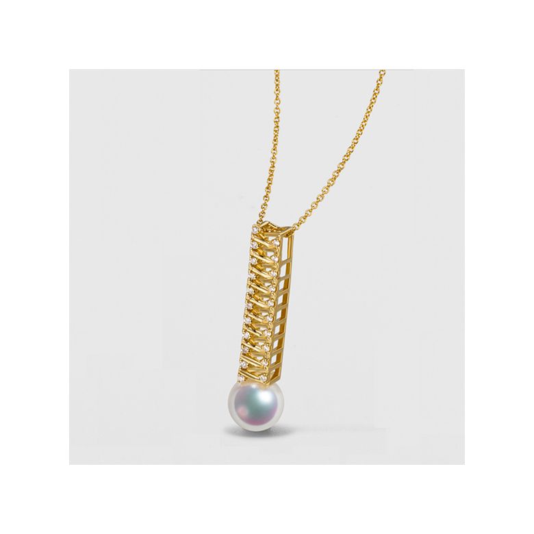 Pendentif perle du Japon. Or jaune, diamant - Hatsune Miku - 4