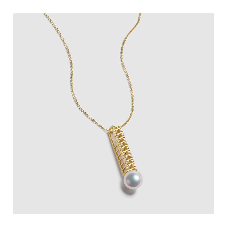 Pendentif perle du Japon. Or jaune, diamant - Hatsune Miku - 5