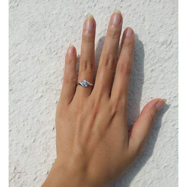 Bague Solitaire Enlacée - Bague Elliptique Platine & Diamants | Gemperles - 7