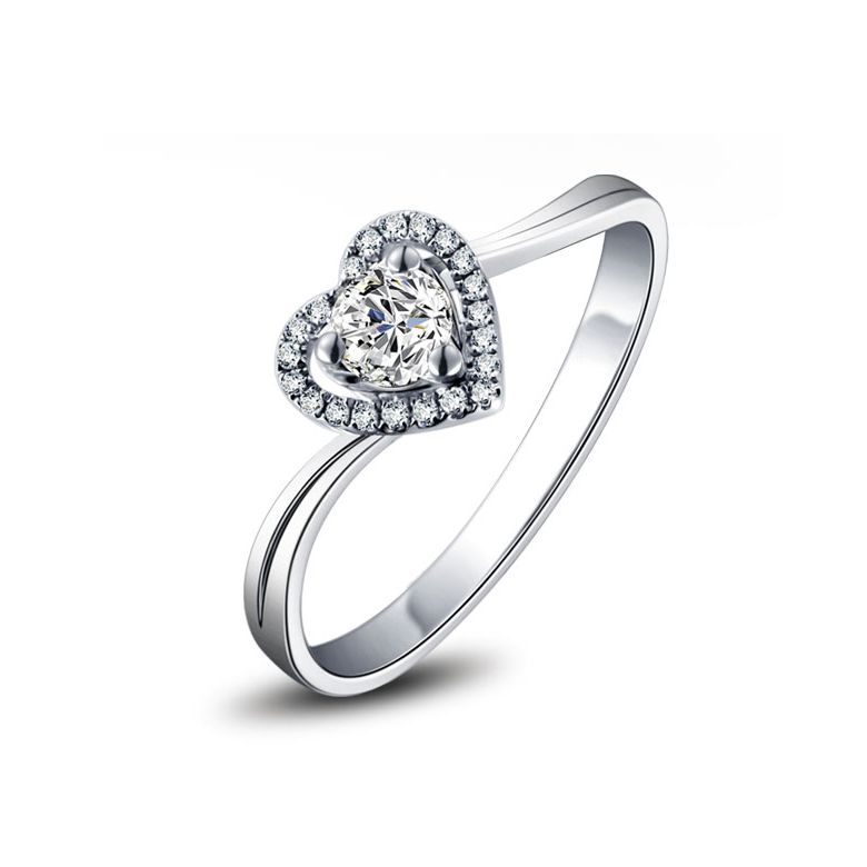 Bague Solitaire Mon Coeur en or blanc & Diamants | Gemperles - 1