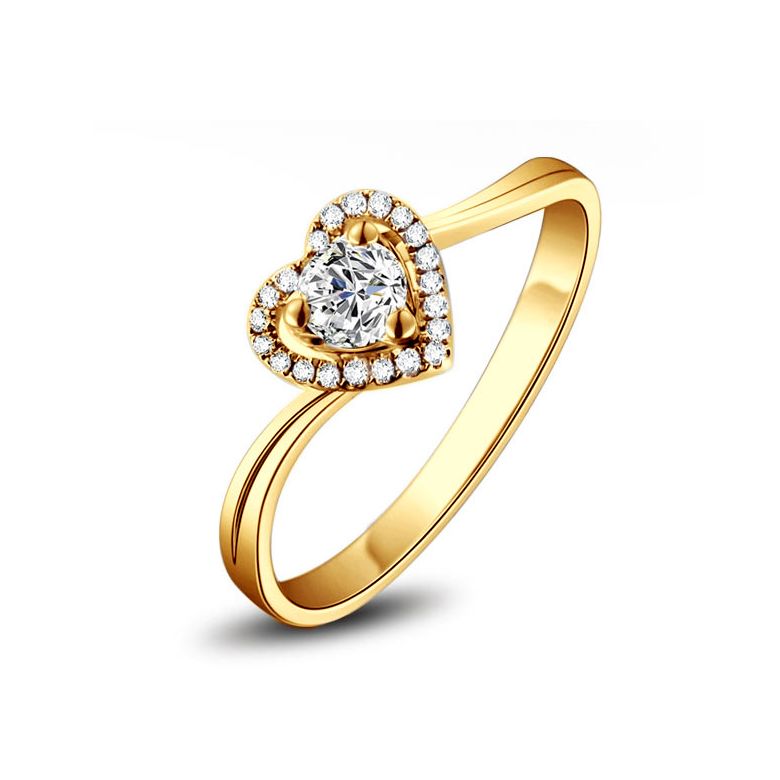 Bague Solitaire en or jaune & Diamants | Mon Coeur - 1