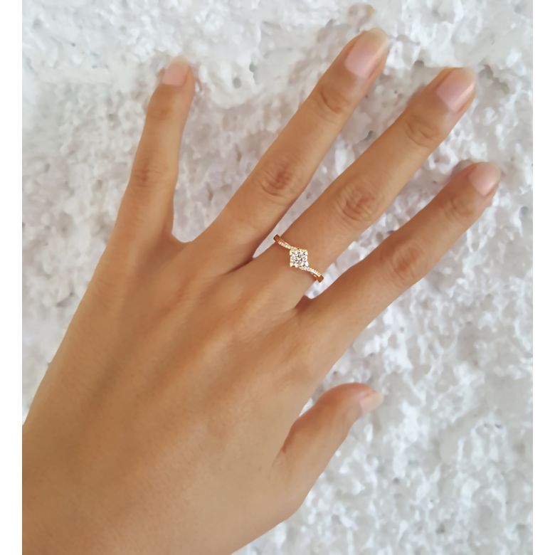 Bague Solitaire Bordure Diamantée Périclès - Or Jaune 18 carats | Gemperles - 6
