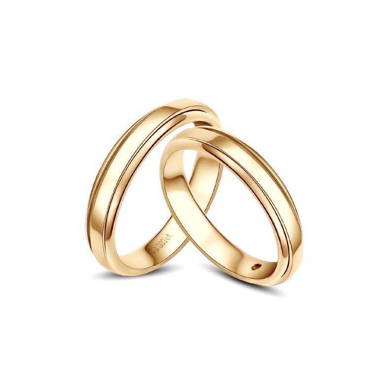 Anneaux d'or jaune 750/1000 - Alliances androgynes duo - Diamants | Annabelle & Adam - 1