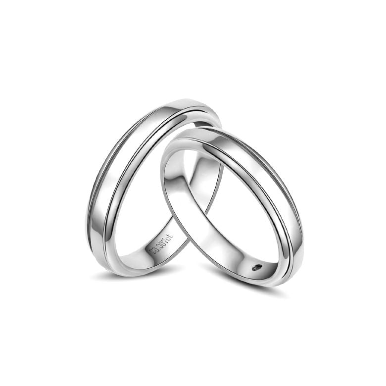 Anneaux platine. Alliances androgynes duo. Diamants | Madeline & Horizon - 1