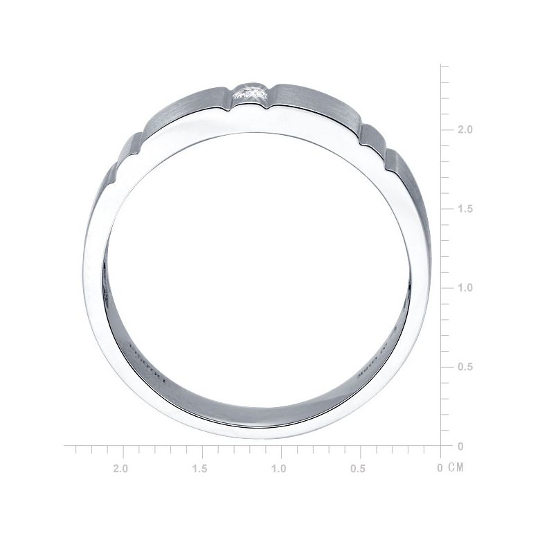 Bague dentelée pour homme or blanc brossé et poli 18 carats, Diamant | Hamlet - 2