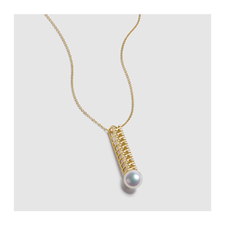 Pendentif perle du Japon. Or jaune, diamant - Hatsune Miku - 3
