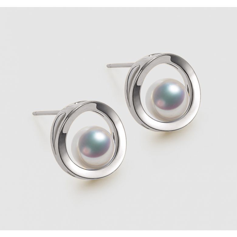 Boucle d oreille perle Akoya - Himiko - Perle du Japon, Or blanc - 4