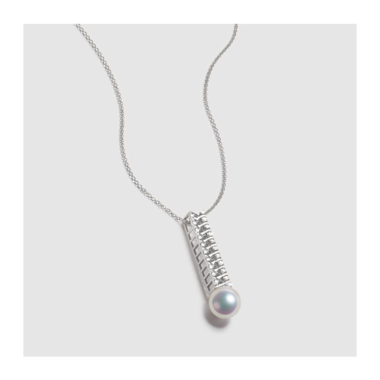 Pendentif perle du Japon. Or blanc, diamant - Hatsune Miku - 3