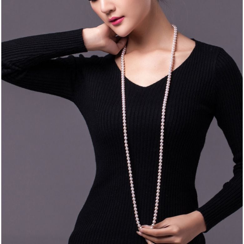 Collier perles fines - Collier perle Akoya blanche Japon - 7.5/8mm - 4