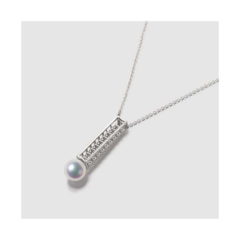 Pendentif perle du Japon. Or blanc, diamant - Hatsune Miku - 6