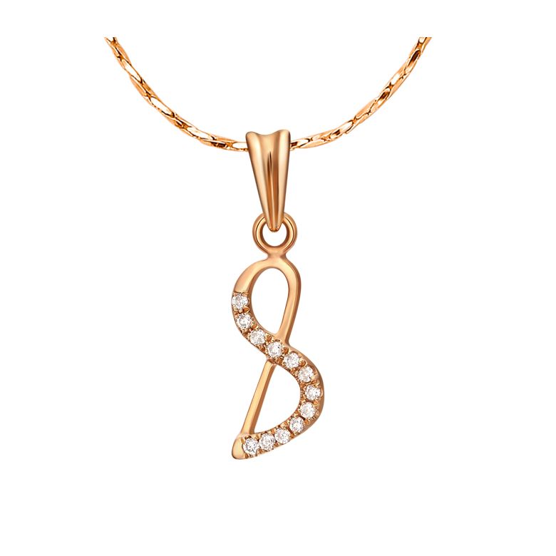 Pendentif chiffre 8 - Or rose 18cts - Diamants 0.024ct - 1