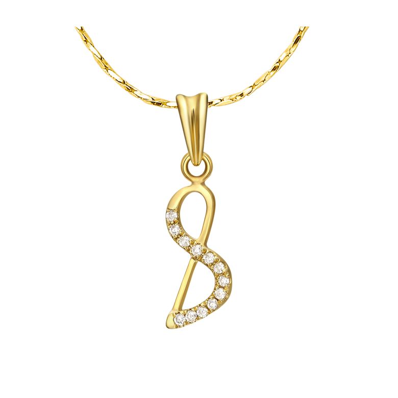 Pendentif chiffre 8 - Or jaune 18cts - Diamants 0.024ct - 1