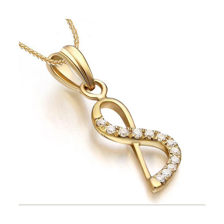 Pendentif chiffre 8 - Or jaune 18cts - Diamants 0.024ct - 2