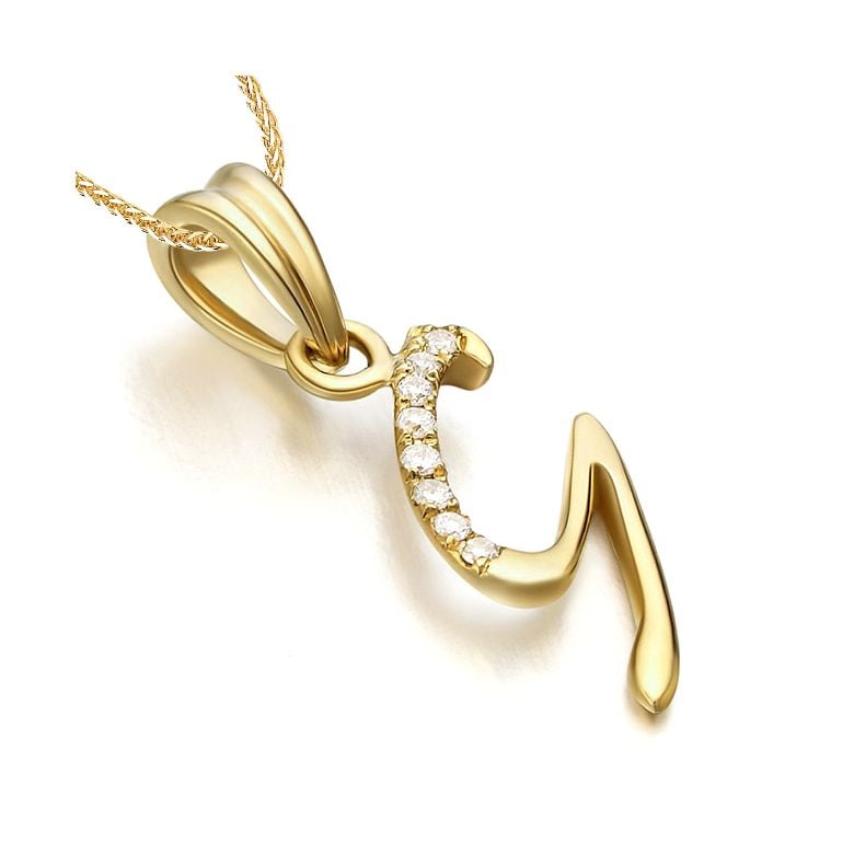 Pendentif chiffre 9 - Or jaune 18cts - Diamants 0.016ct - 2