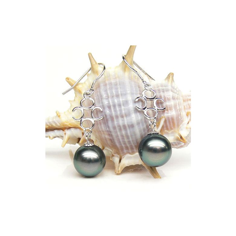 Boucles oreilles perles de Tahiti - 9/10mm - GEMME - 1