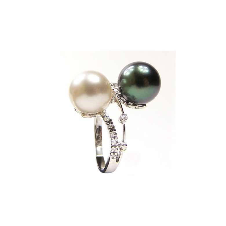 Bague Toi et Moi - Or blanc - Perles des mers du sud - 3