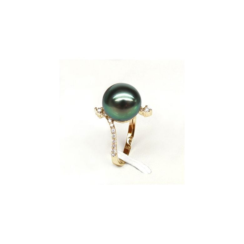 Bague L'Île sous le Vent - Perle de Tahiti - Or jaune, diamants sertis - 4