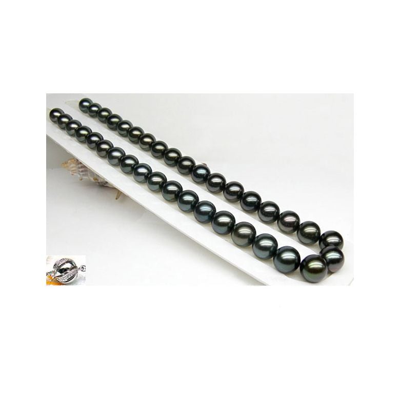 Perle noire collier - Perles de Tahiti 10/11mm - Perles de culture AAA - 3