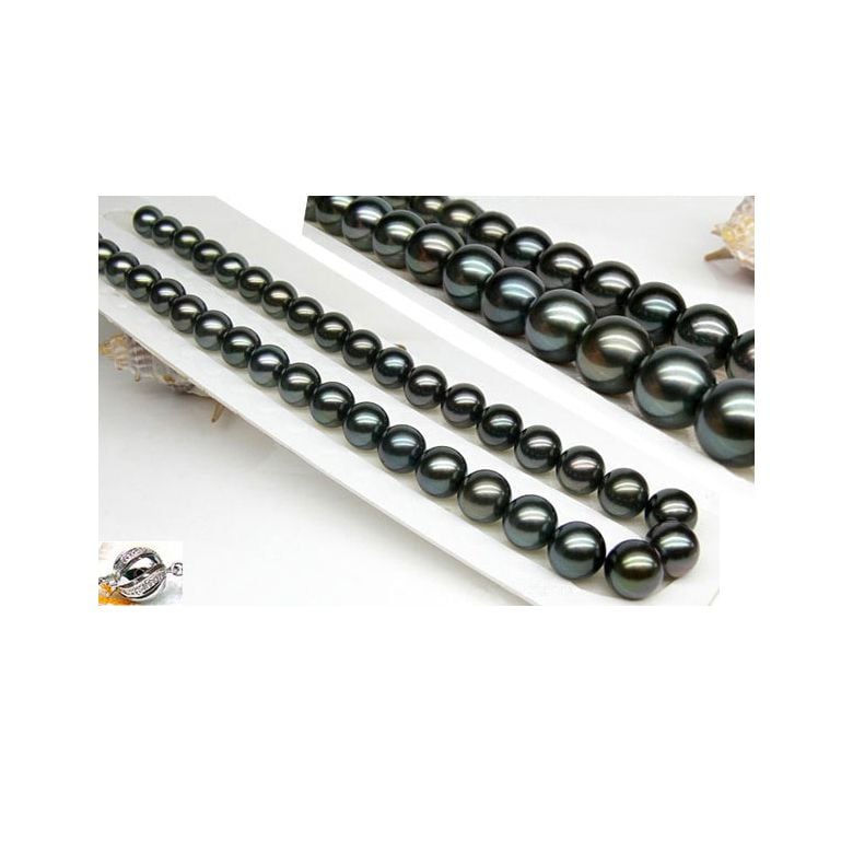 Perle noire collier - Perles de Tahiti 10/11mm - Perles de culture AAA - 4