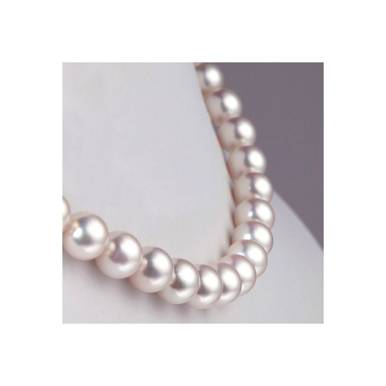 Collier grosse perle Akoya du Japon. Perles fines blanches. 8.5/9mm - 1