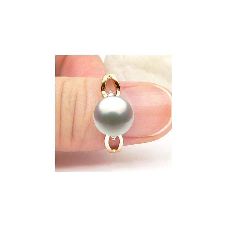 Bague jaune perle culture - Or, Perle Akoya du Japon et diamants - 4