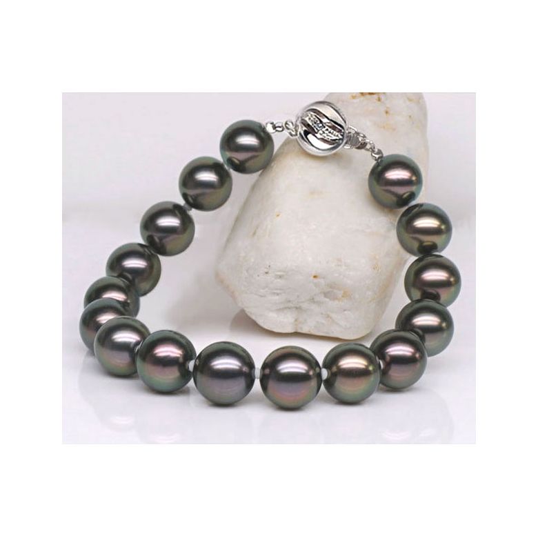 Bracelet perles Tahitiennes noires de 9/10mm - Fermoir en or - 3