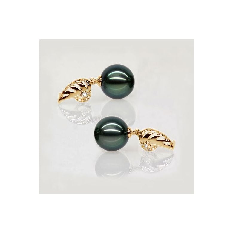 Boucles oreilles ailes - Symbole liberté - Perles de Tahiti or jaune - 4