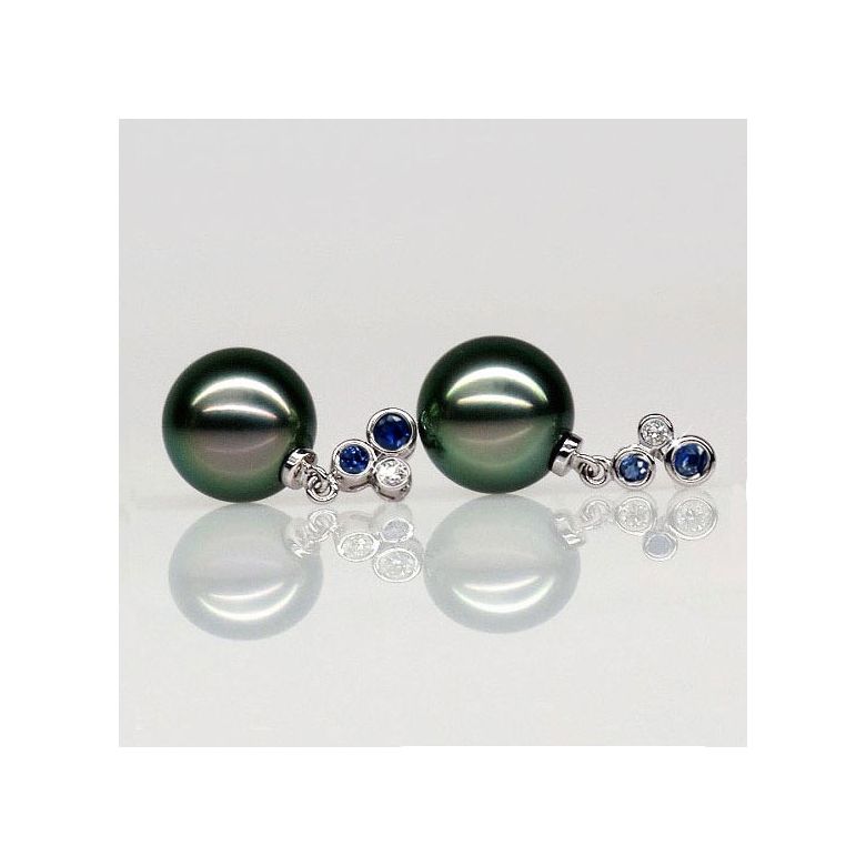 Boucles oreilles perles de Tahiti noires - 9/10mm - GEMME - 2