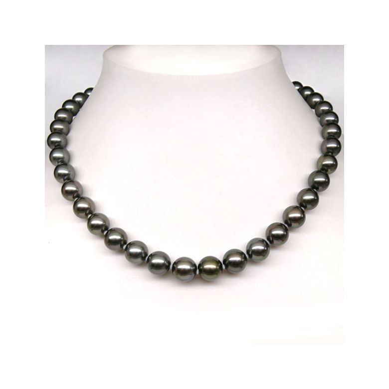 Collier perles de Tahiti noires - Perle de culture Polynésie 9/10mm - 6