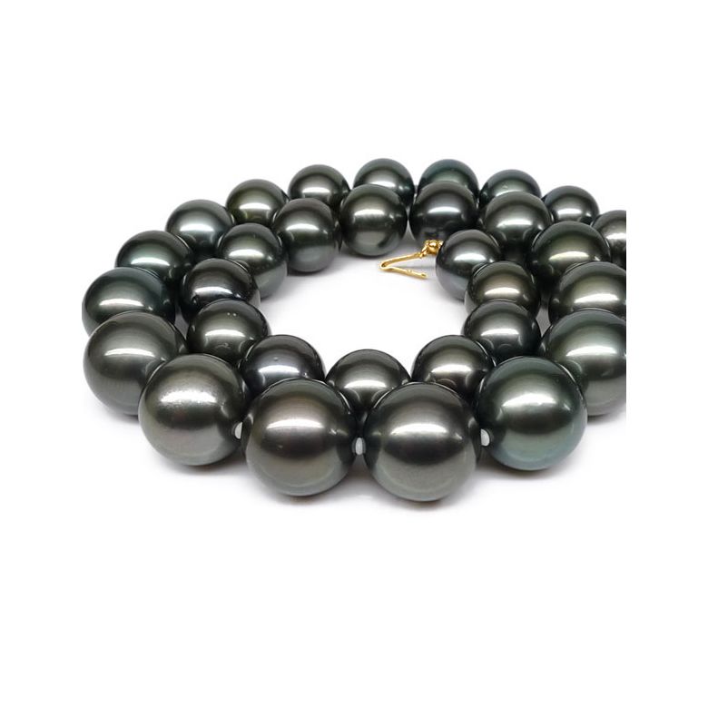 Collier perles Tahiti noires - Perle de culture Pacifique - 11/13mm - 2