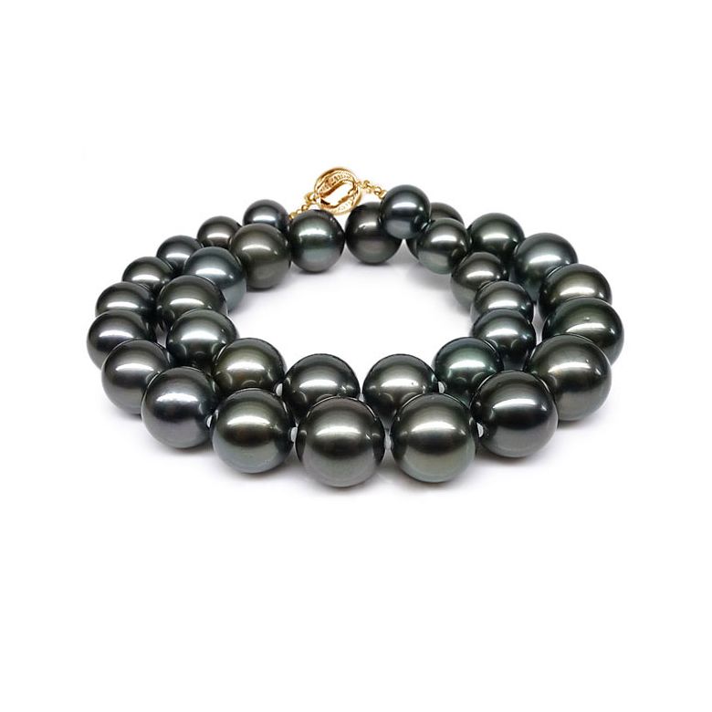 Collier perles Tahiti noires - Perle de culture Pacifique - 11/13mm - 3