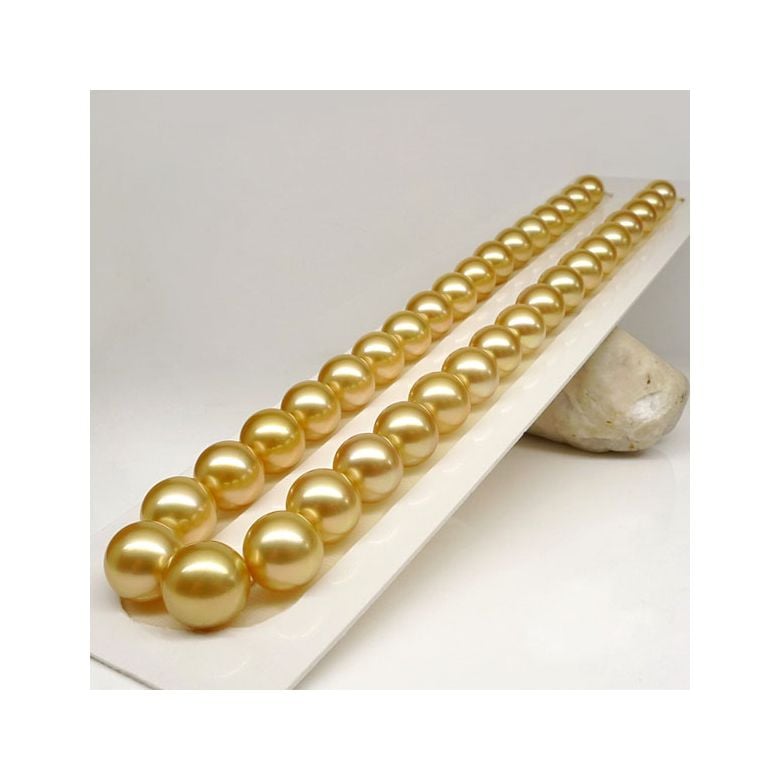 Collier perles d'Australie dorées - Grosses perles 10/12mm - AAA - 4