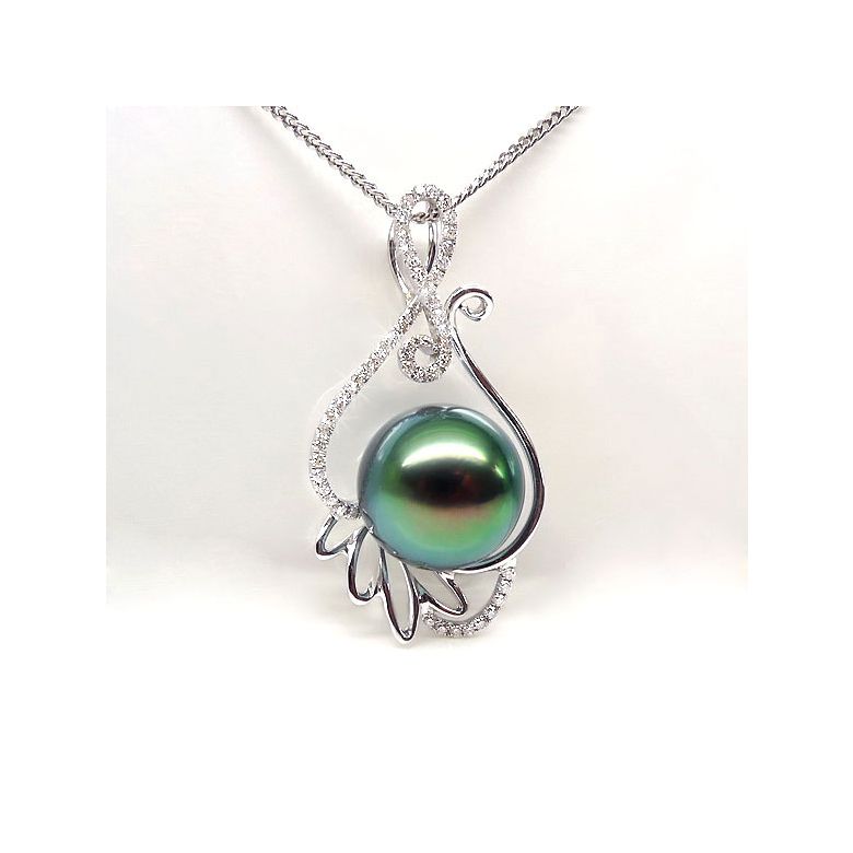Pendentif musique classique - Renaissance - Perle de Tahiti - Or blanc - 2