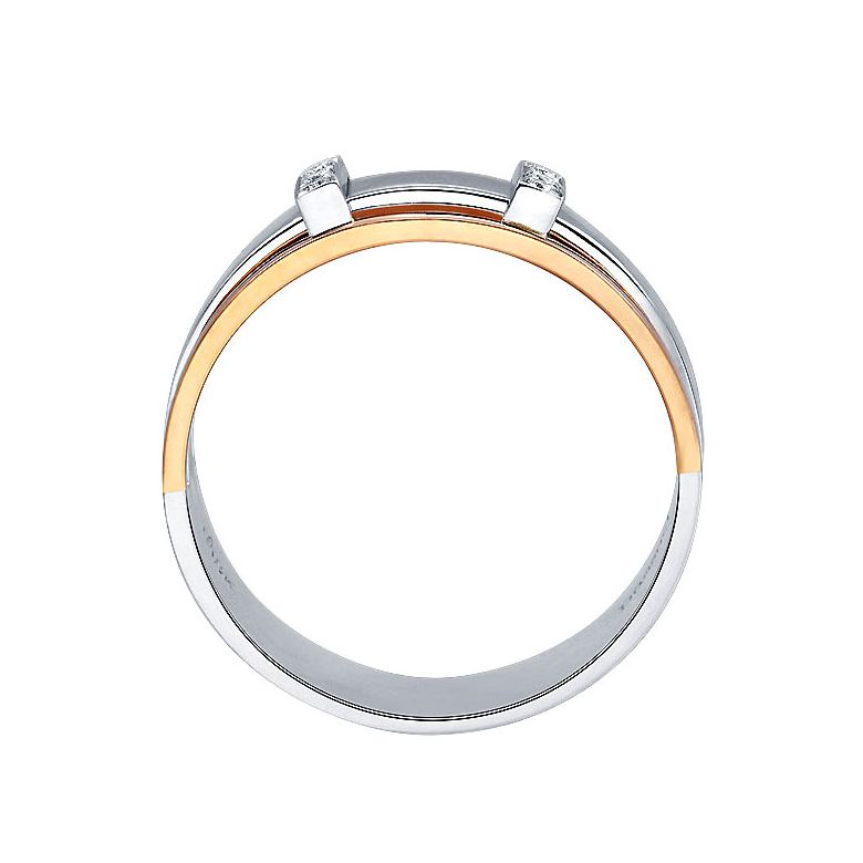 Bague 2 ors Homme - Or rose et blanc 18cts - 6 Diamants - 7