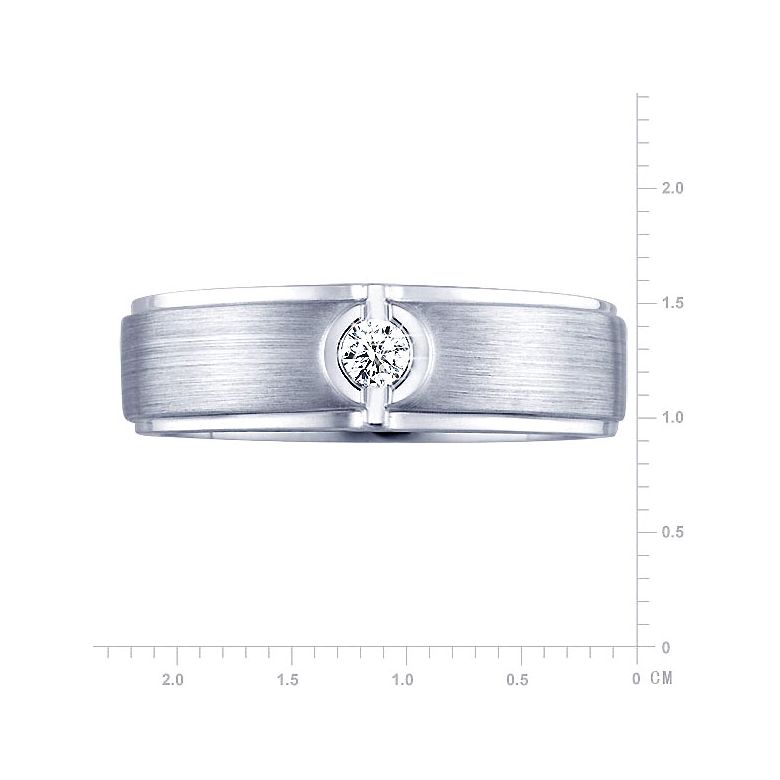 Bague Homme or blanc. Diamant solitaire. Or 750/1000 brossé et poli | Lorenzo - 2