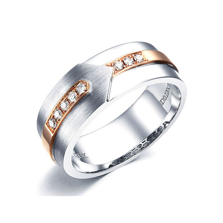 Bague Homme moderne. Or blanc et rose 18cts, 8 Diamants VS / G | Camillo - 1