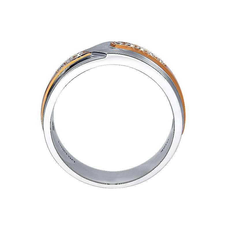 Bague Homme moderne. Or blanc et rose 18cts, 8 Diamants VS / G | Camillo - 3